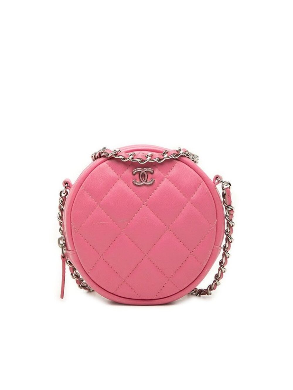 Chanel Quilted CC Logo Crossbody Chain Shoulder Bag Pink Lambskin
